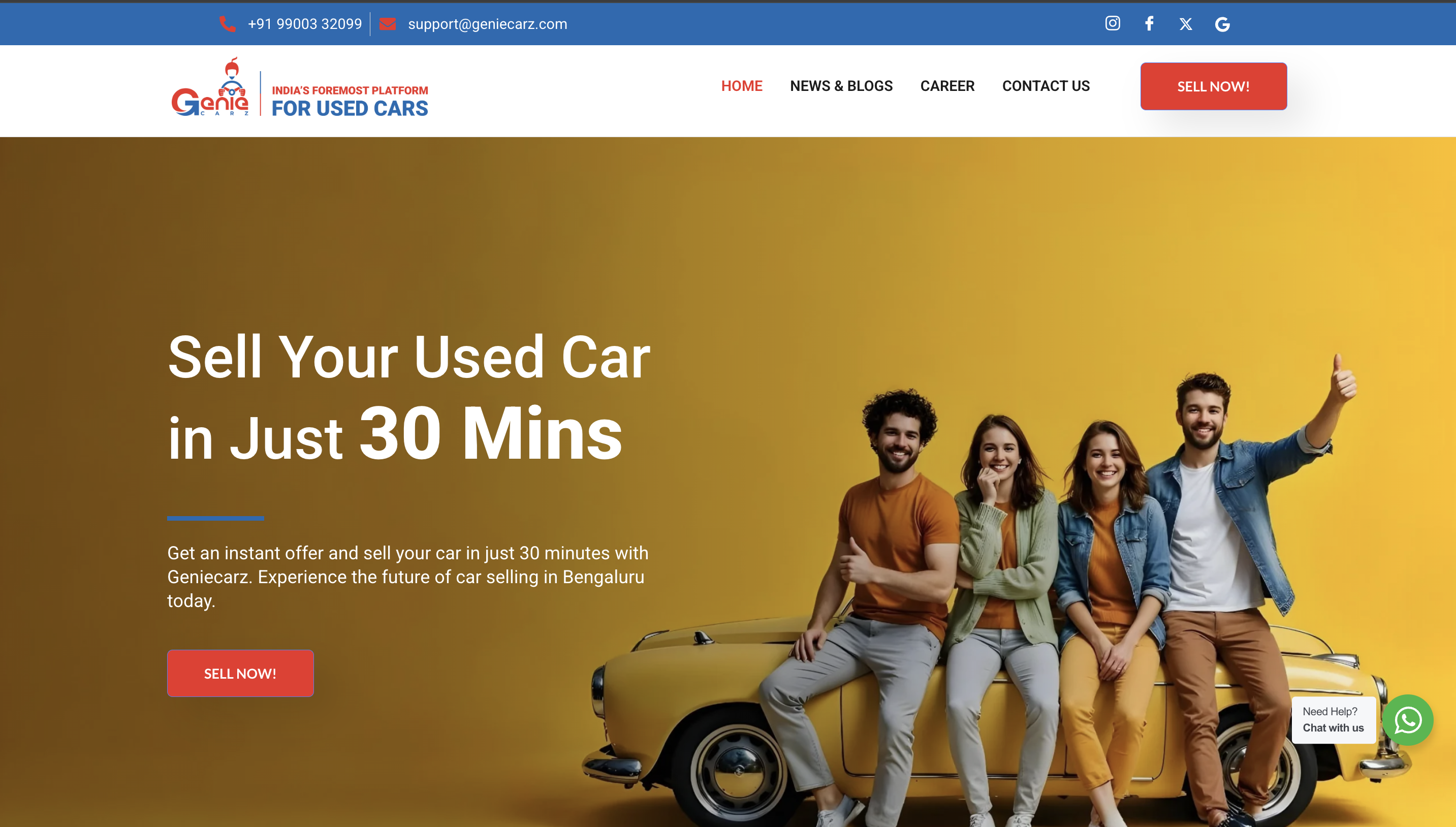 Genie Carz hero section